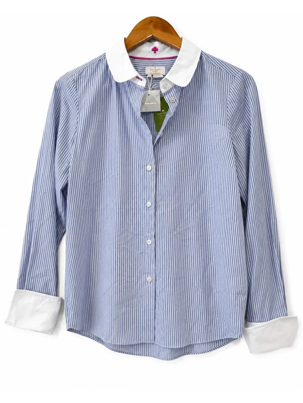 NWT Kate Spade New York Emmy Top Blue/White Striped Button Down Size 6